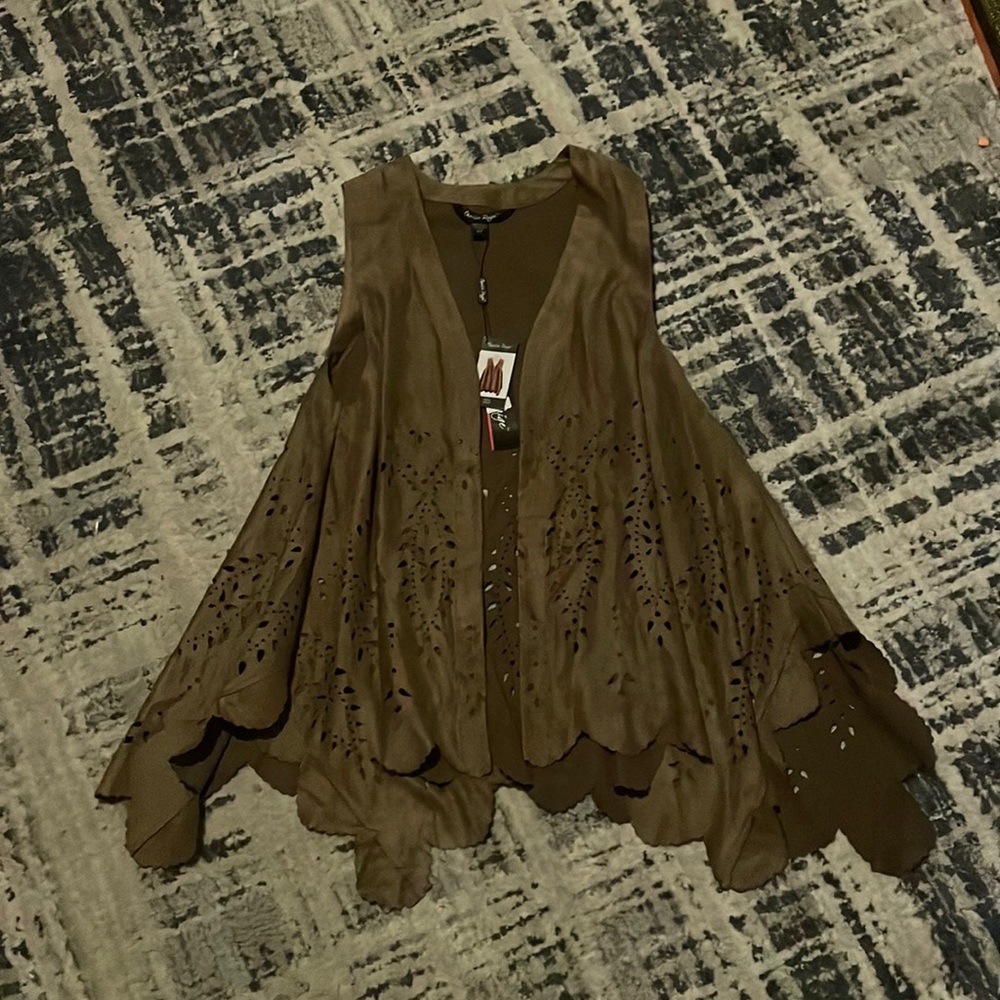 NWT Charlie Paige Brown Suede Vest
